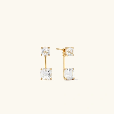 Mejuri Gemstone Ear Jacket Studs White Topaz In Vermeil