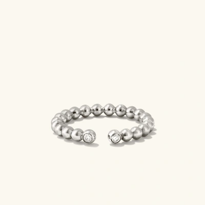 Mejuri Bold Beaded Diamond Open Ring White Gold In Silver