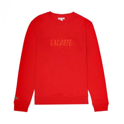 Lacoste 圆领字母卫衣 In Red
