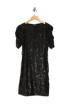 Marina Ruched Sleeve Sequin Dress In Black