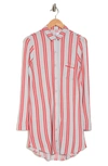 Nordstrom Rack Tranquility Button Front Nightshirt In Grey Micro Awning Stripe