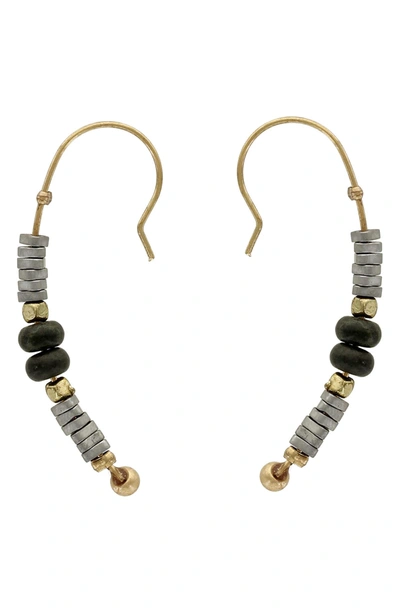 Olivia Welles Bead Detailed Hook Drop Earrings In Gold-black