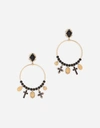 DOLCE & GABBANA DROP HOOP EARRINGS WITH RELIGIOUS DETAILS