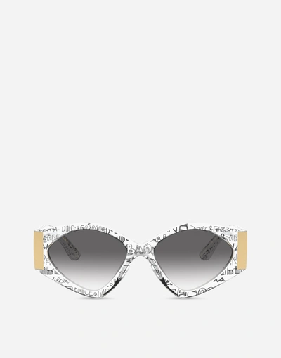 Dolce & Gabbana Modern Print Graffiti Sunglasses In Transparent