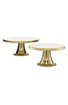 WILLOW ROW WHITE MARBLE CAKE STAND WITH GOLDTONE BASE