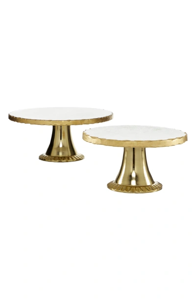 Willow Row Gold Marble Natrual Cake Stand