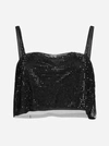 PRADA CRYSTAL-EMBELLISHED TULLE CROP TOP