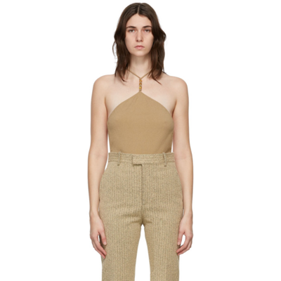 Bottega Veneta Beige Cashmere Halter Bodysuit In 9713 Beige