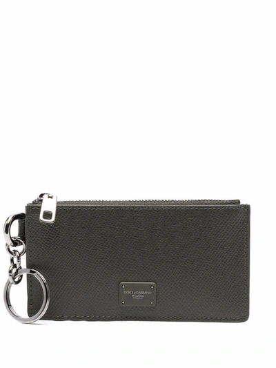 Dolce & Gabbana Leather Wallet With Logo In Green