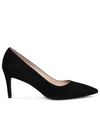 STUART WEITZMAN BLACK SUEDE LINSI 75 PUMPS