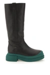 Stuart Weitzman Charli Leather Boots With Green Sole In Mixed Colours