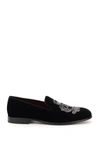 Dolce & Gabbana Leonardo Velvet Slippers Dg Coat Of Arms In Black