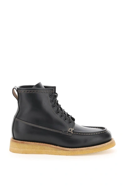 Henderson Lace-up Leather Boots In Black
