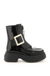 Roger Vivier Viv Rangers Embellished Patent-leather Platform Ankle Boots In Black