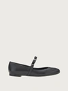 Ferragamo Lizz Leather Ballerina Shoes In Black
