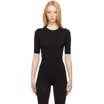 Adamo Sculpting T-shirt Jersey Bodysuit In Black