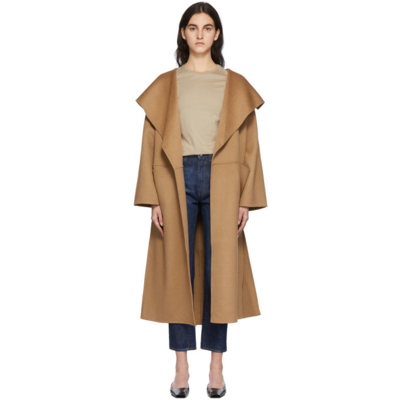 Totême Tan Cashmere Wool Signature Coat In Camel