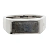 Tom Wood Silver & Black Larvikite Peaky Ring In Larvikite