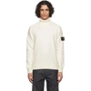 Stone Island Turtleneck Ribbed Wool Sweater In Neutral