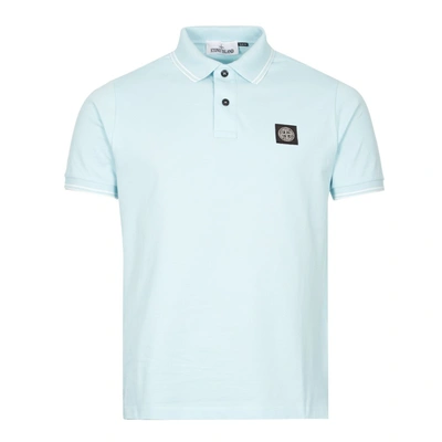 Stone Island Compass Logo Stretch-cotton Polo Shirt In Blue