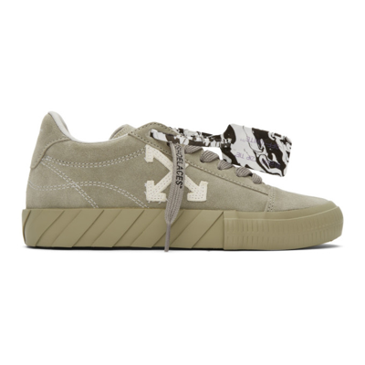 Off-white Arrow Suede Vulcanized Low-top Sneakers In Beige/white