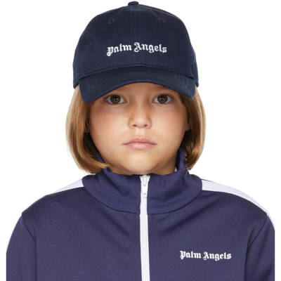 Palm Angels Classic Logo Baseball Cap Navy Blue Whi In Navy