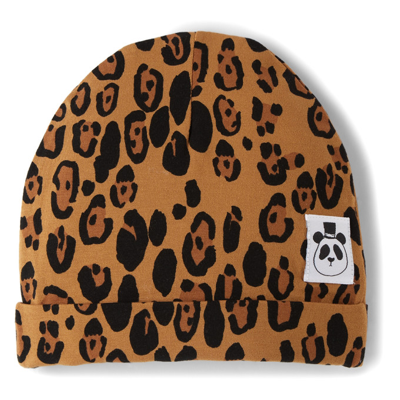 Mini Rodini Kids' Baby Brown & Black Basic Leopard Beanie In Neutrals