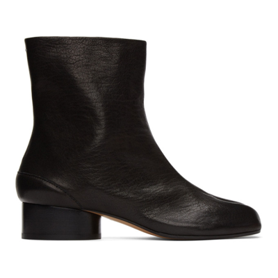Maison Margiela Tabi Split Toe Leather Ankle Boots In Black