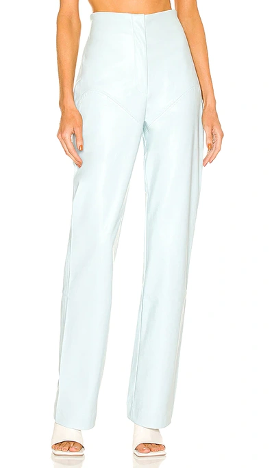 Paris Georgia Vegan Leather Bootleg Pant In Blue