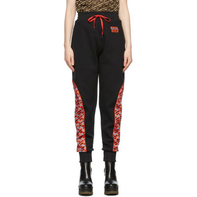 Versace Black & Red Greca Signature Accent Lounge Pants In Print