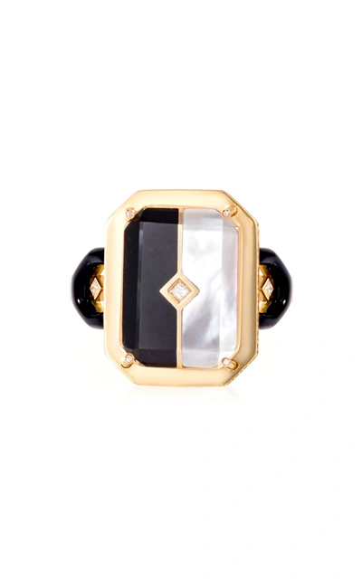 L'atelier Nawbar Lock'in Love Ring With Black Onyx And White Mother-of-pearl In Multi