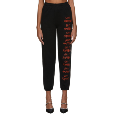 Ashley Williams Black 'shit Happens' Lounge Pants In Sht Hpns Bl