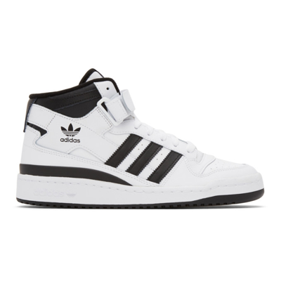 Adidas Originals Black & White Forum Mid Sneakers In Weiss