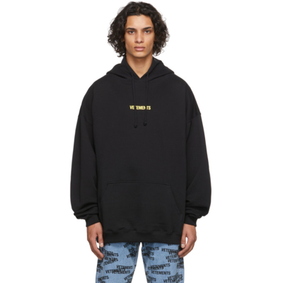 Vetements Black Logo Label Hoodie