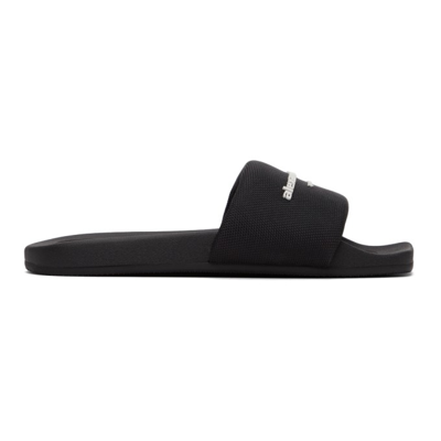 Alexander Wang Logo-print Flat Slides In Black