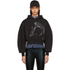 MUGLER BLACK LOGO PRINT CROPPED HOODIE