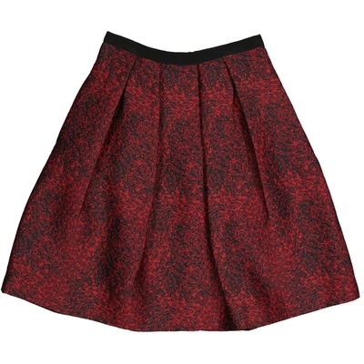 Burberry Parade Red Silk Jacquard Pleated A-line Skirt