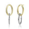 RACHEL GLAUBER RACHEL GLAUBER 14K GOLD PLATED TWO TONE OVAL DROP EARRINGS