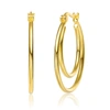 Rachel Glauber 14k Gold Plated Cubic Zirconia Double Hoop Earrings In Gold-tone