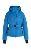 Erin Snow + Net Sustain Diana Hooded Belted Recycled Ski Jacket In White,blue