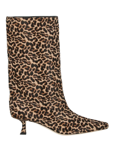 Jimmy Choo Chadee Leopard-print Fur Mid Boots In Beige