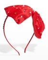 Bari Lynn Kid's Star Crystal Embellished Velvet Headband In Red