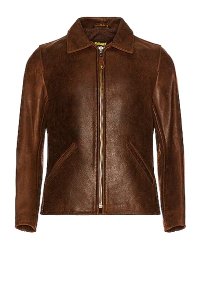 Schott Waxy Buffalo Leather Sunset Jacket In Brown