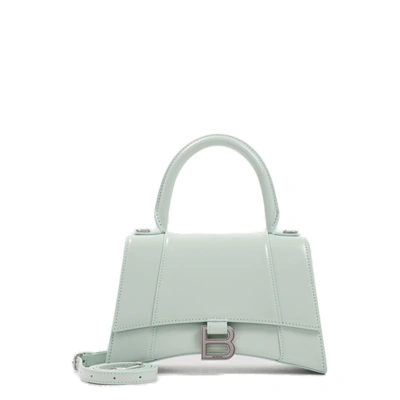 Balenciaga Small Hourglass Leather Top Handle Bag In Verde