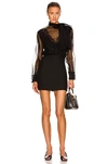Valentino Silk-chiffon, Wool-blend And Lace Mini Dress In Nero