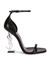 Saint Laurent Opyum Ysl Logo-heel Sandals With Black Hardware In Nero