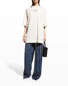Balenciaga Couture Embroidered Oversized T-shirt In Blancnoir