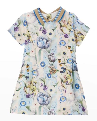 Burberry Kids' Girl's Filippa Floral-print Polo Dress In Pale Cream Ip Ptt
