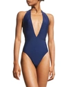 Ramy Brook Verona Halter One-piece Swimsuit In Spring Navy