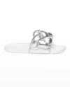 Bernardo Rylee Braided Metallic Slide Sandals In Silver